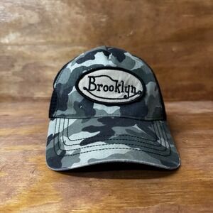 Brooklyn Cap Hat Camo Snap Back Mesh Baseball Acrylic Adjustable Embroidered
